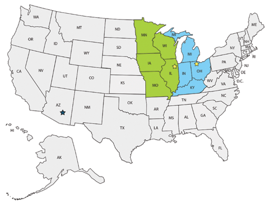 Vision Routing Systems US Sales Representative Map