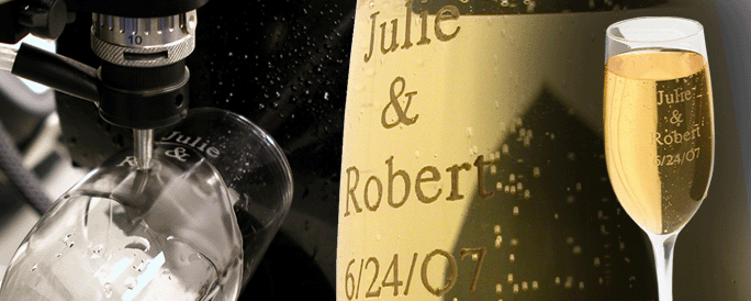Engraving a champagne flute