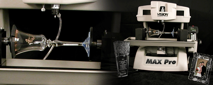 Engraving a drinking glass on the Max Pro Engraver
