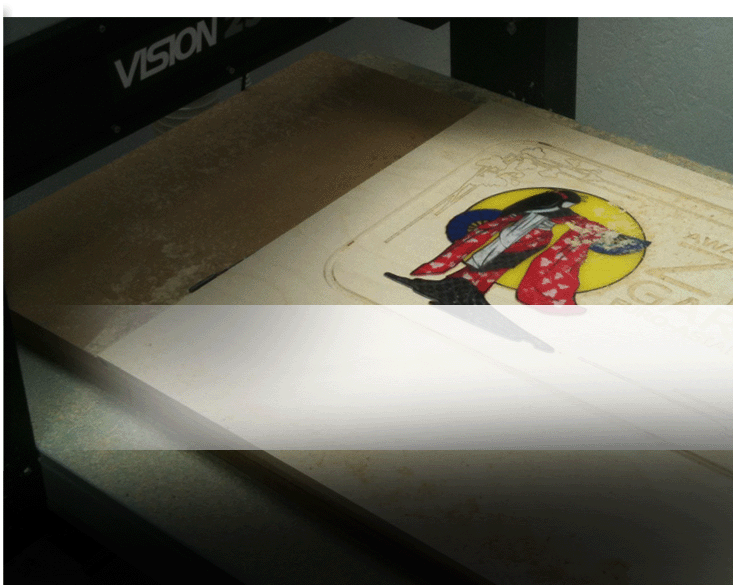 Wood geisha sign on CNC router