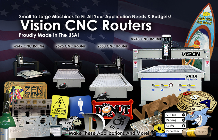 Vision small to large CNC routers.